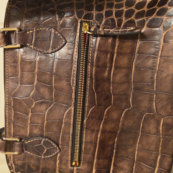 Dooney & Bourke Choc Brown Croc-Embossed Satchel EUC - Picture 5 of 5